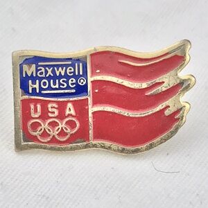Maxwell House Lapel Pin Gold Olympic Collectible USA Flag Patriotic Vintage